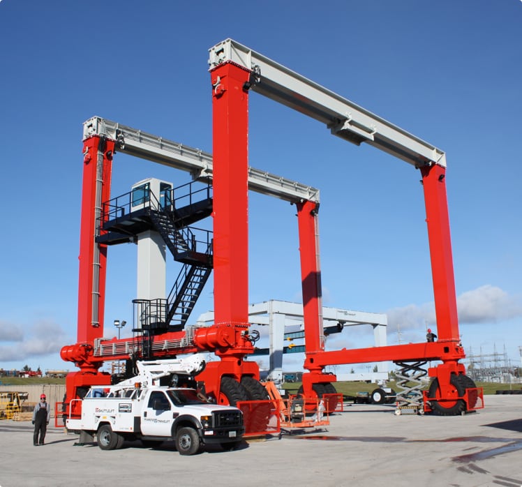 Service Techs from Shuttlelift Setting Up Crane