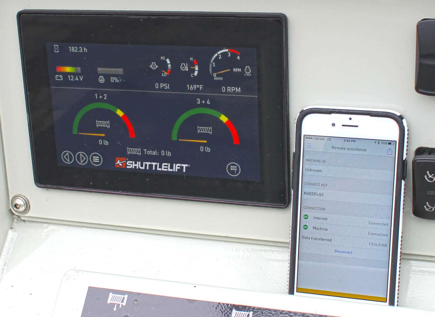 Shuttlelift Remote Diagnostics Screen Shuttlelift